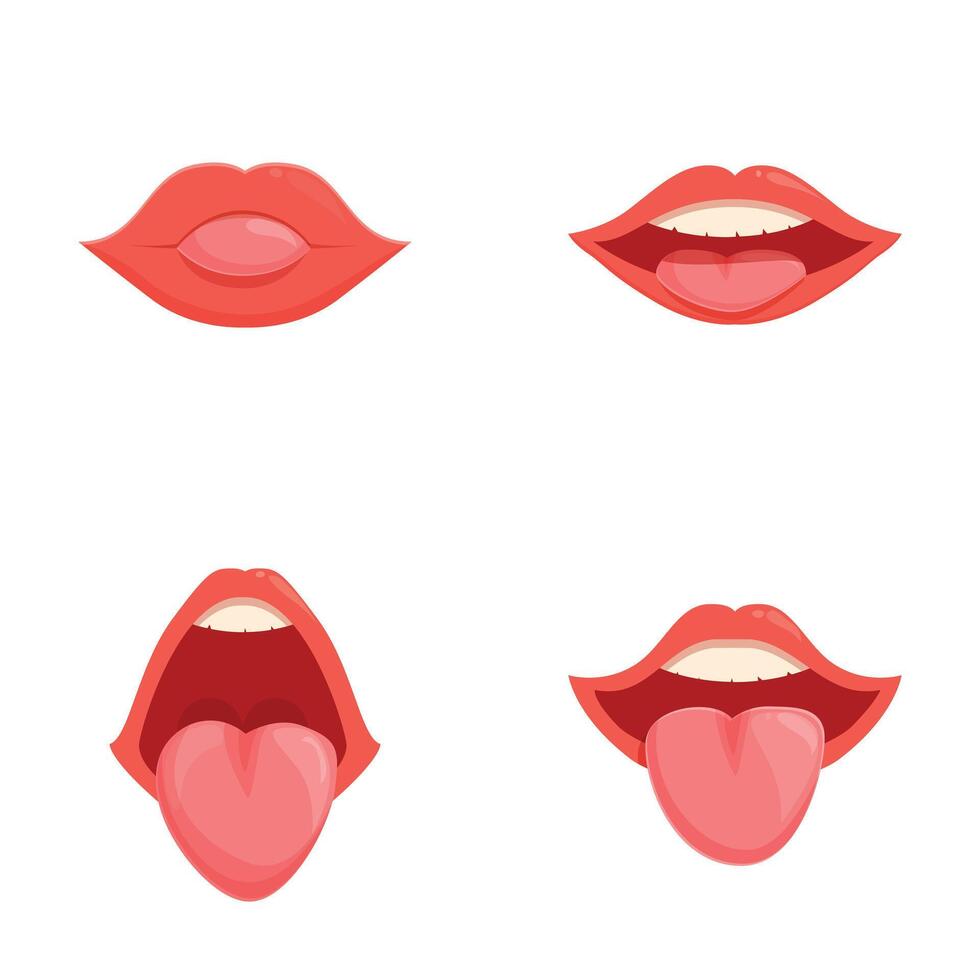 Set of cartoon lips expressions vector