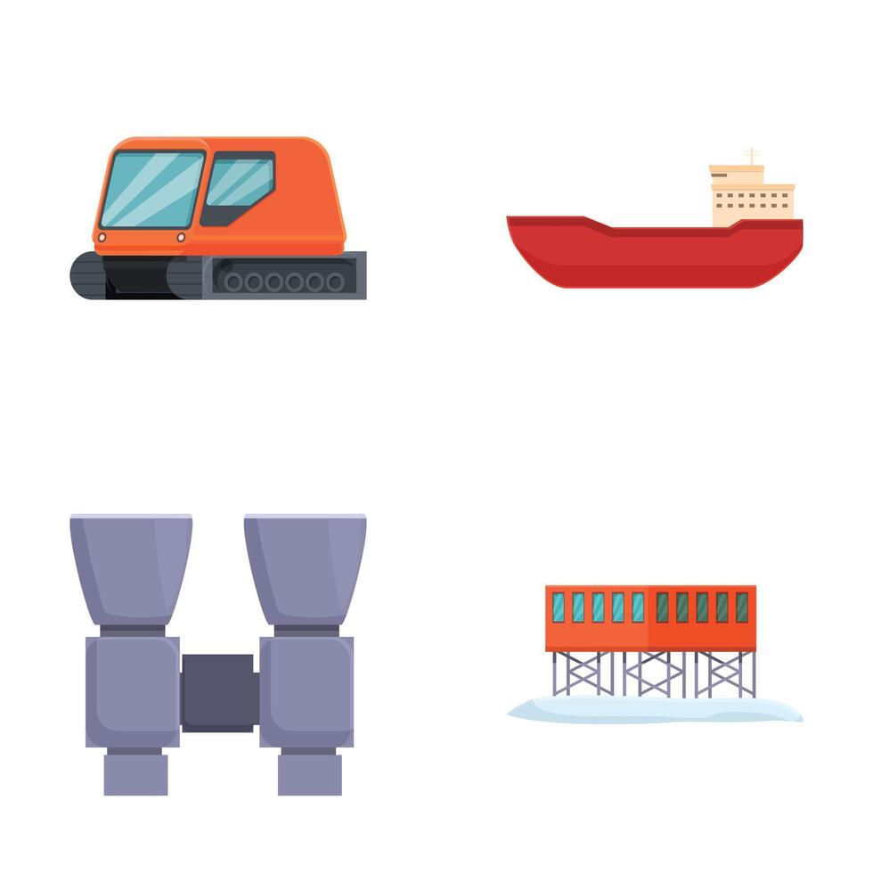 Set of transportation icons, land, sea, and observatory vector