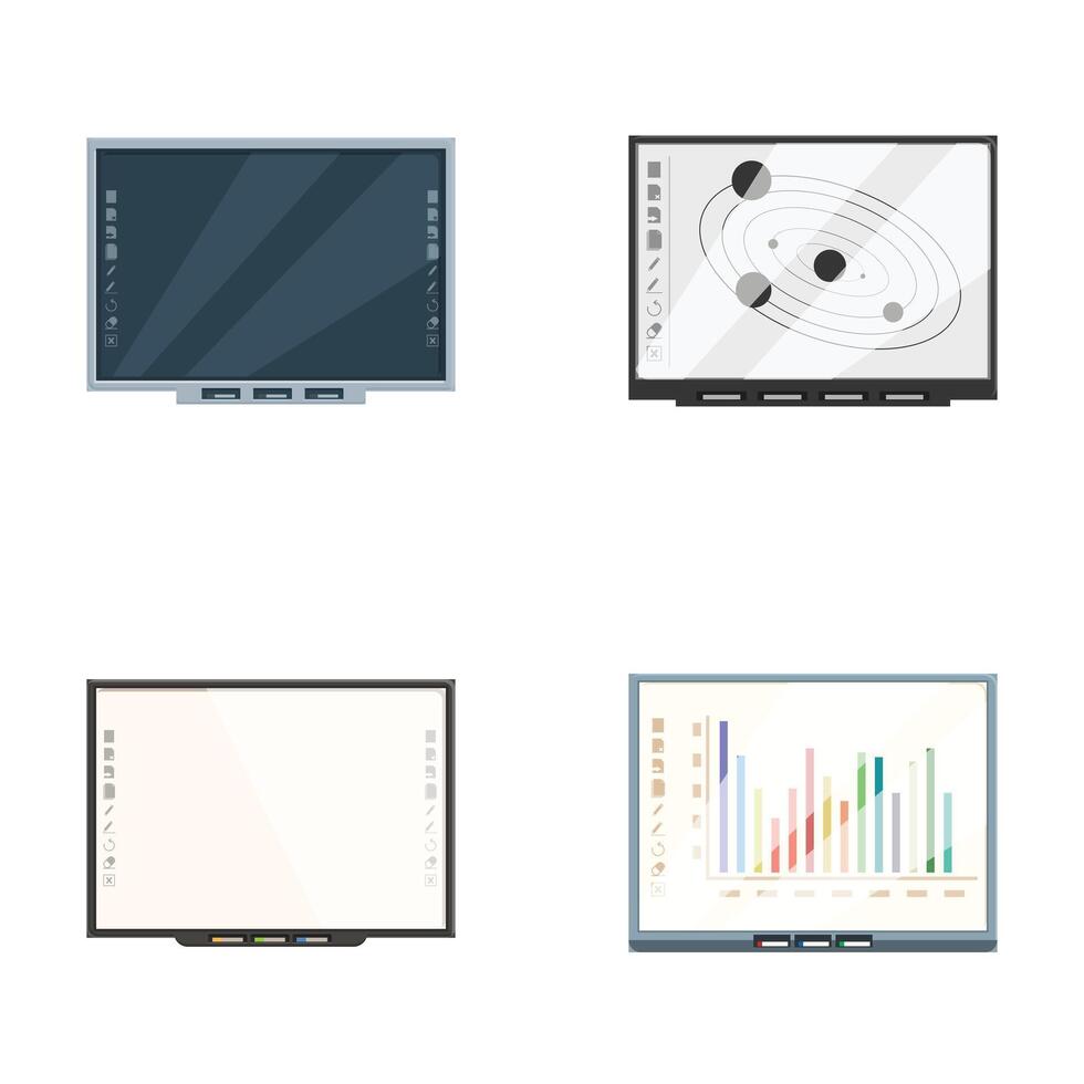 Set of modern computer monitor illustrations vector