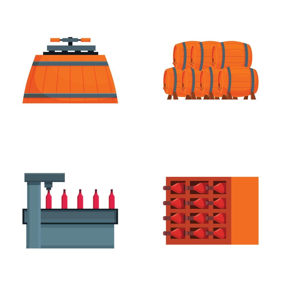 Set of industrial machinery and equipment icons vector