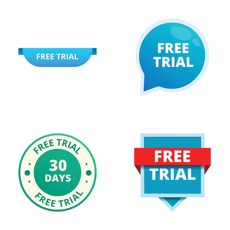 Set of free trial badges and banners vector