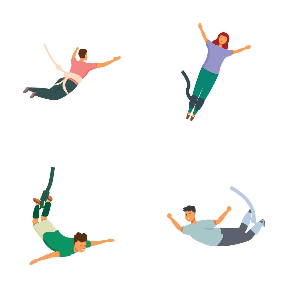 Diverse people falling or floating in air vector