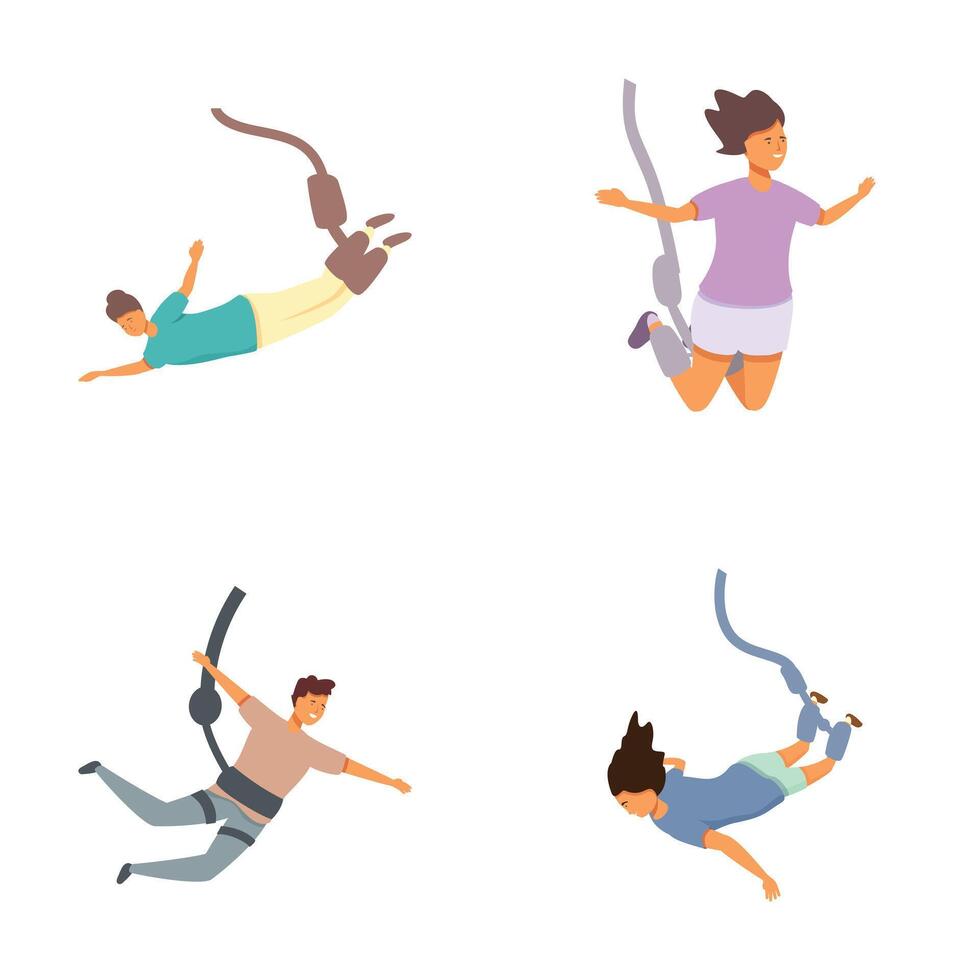 Joyful free fall, four people skydiving vector