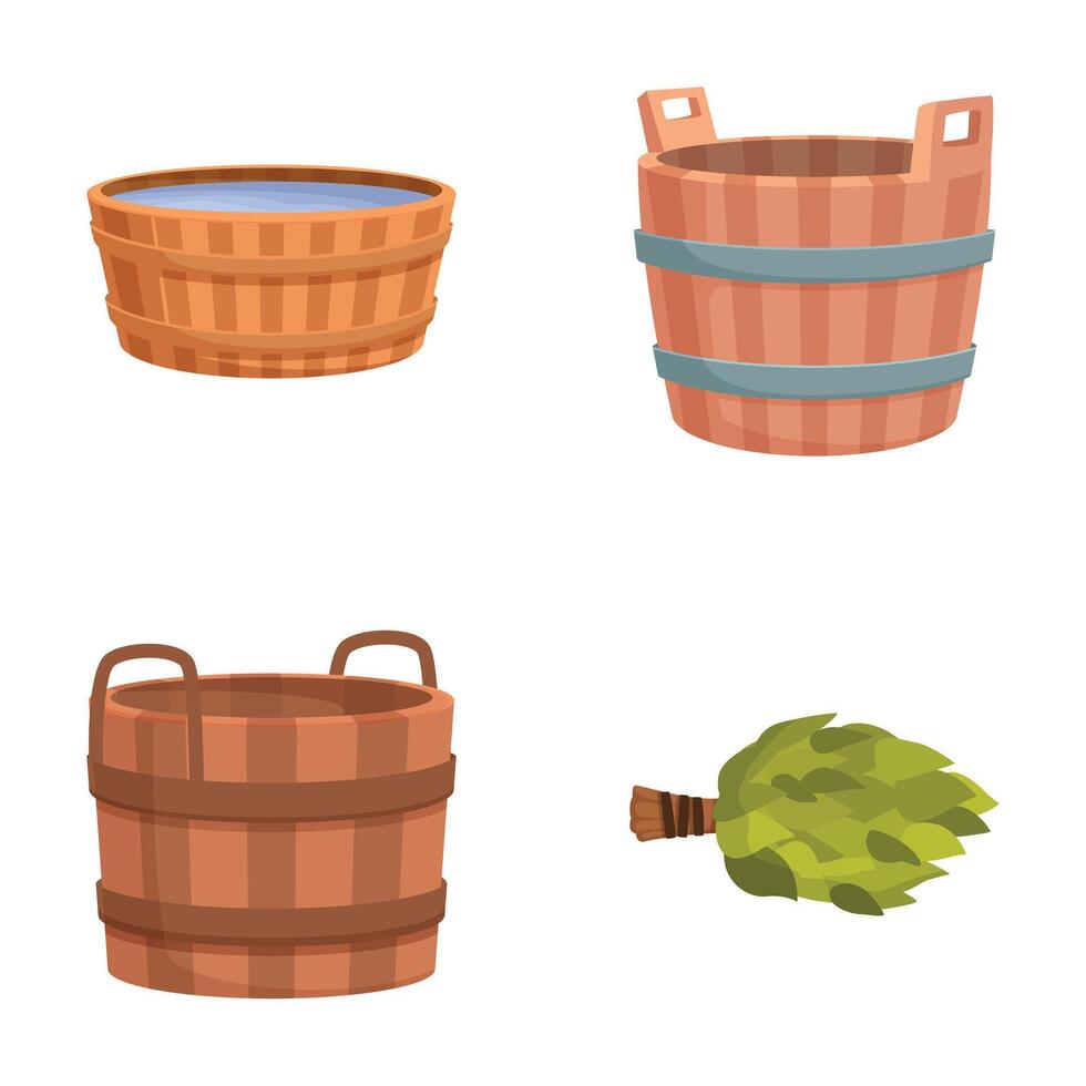 Collection of cartoon baskets and green hops vector