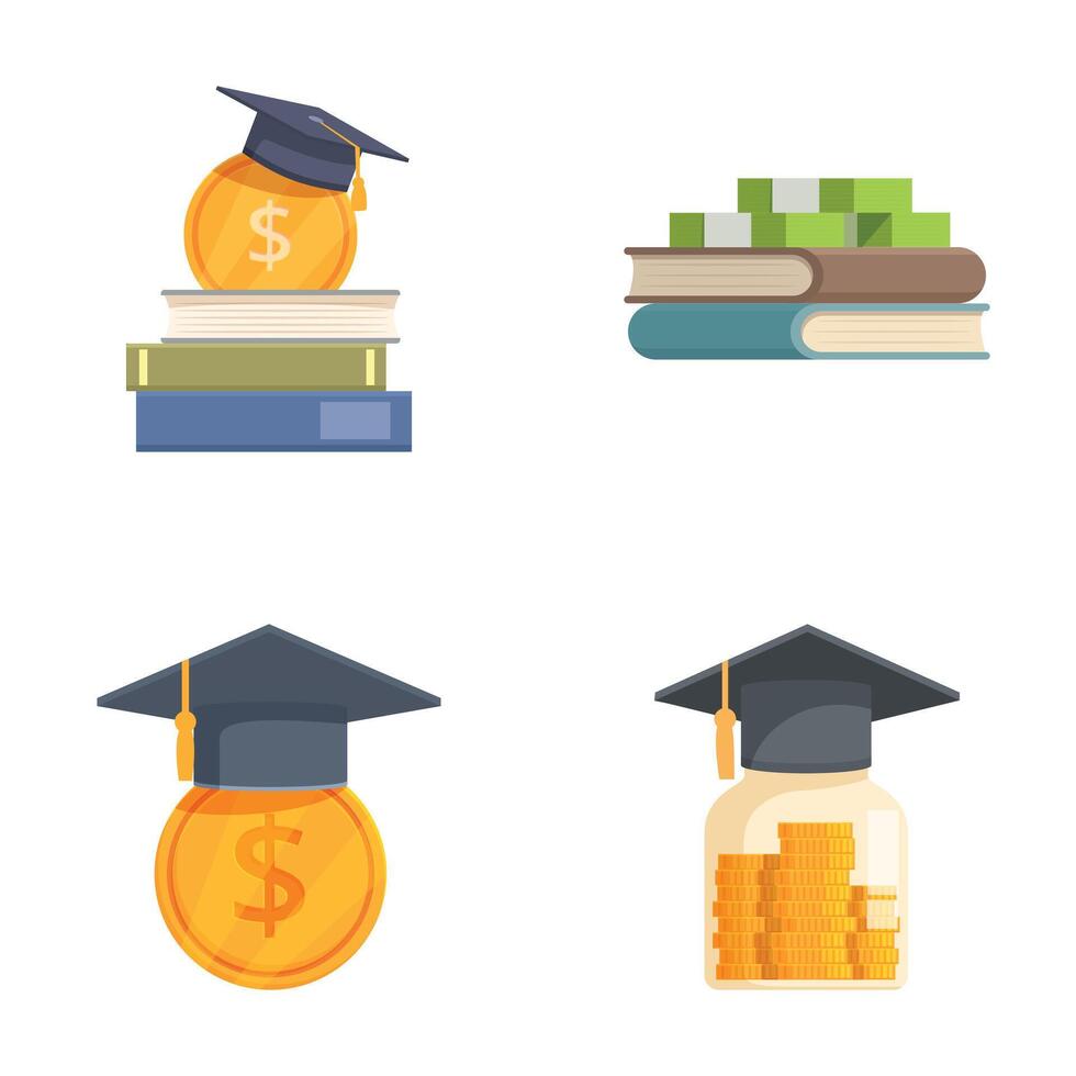 Investment in education concept icons set vector