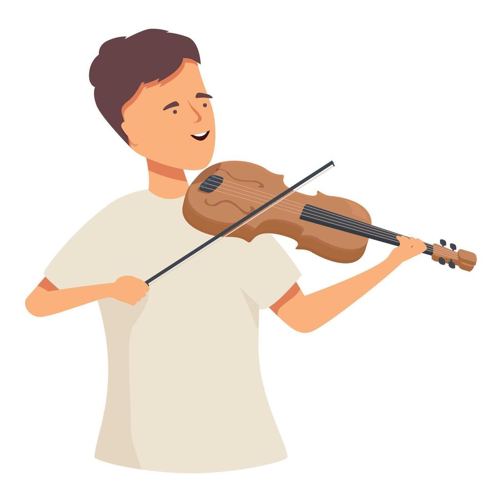 Young musician playing violin with passion and skill vector