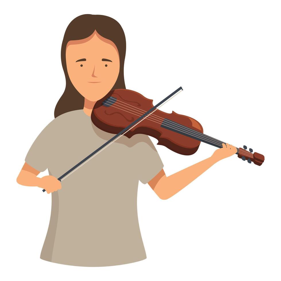 Young woman playing violin classical music instrument orchestra vector