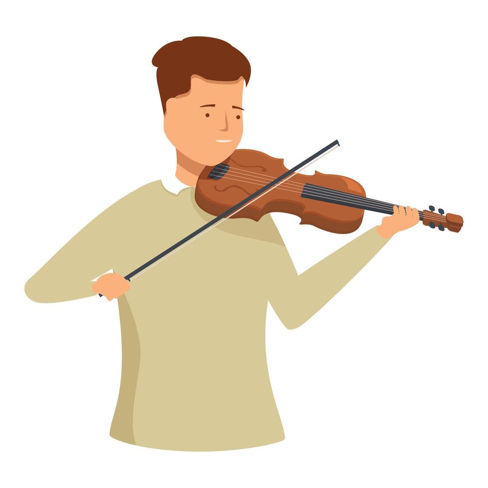 Musician is playing the violin with a bow in his hands vector