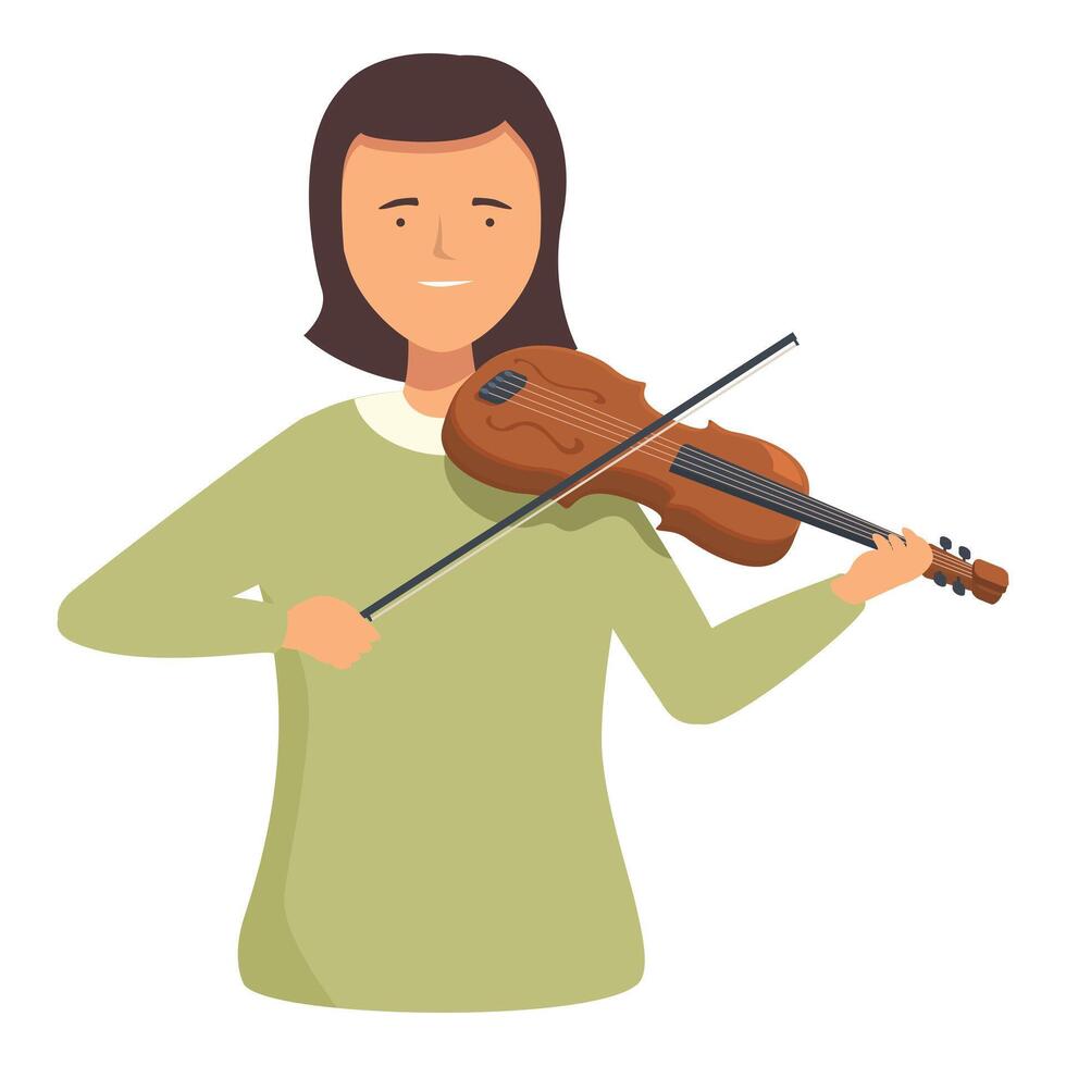 Female musician is playing a violin with a bow vector