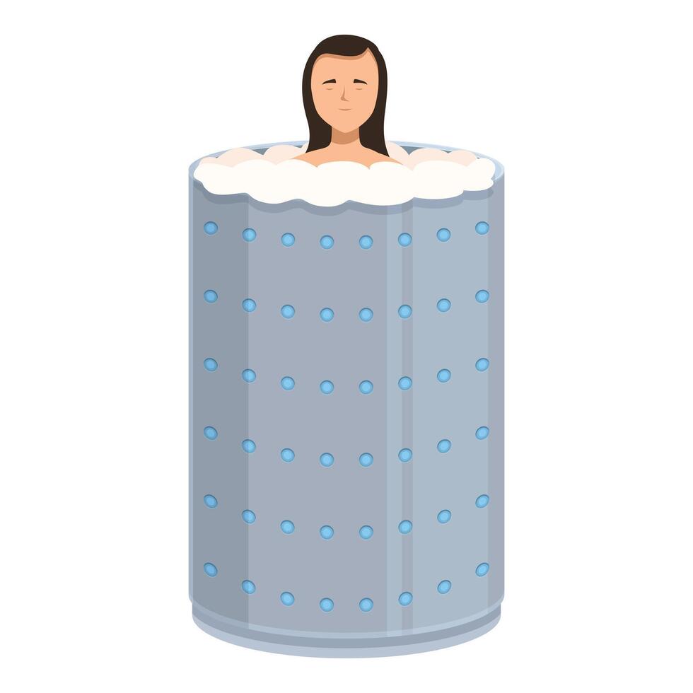 Woman relaxing in spa capsule having therapy session vector