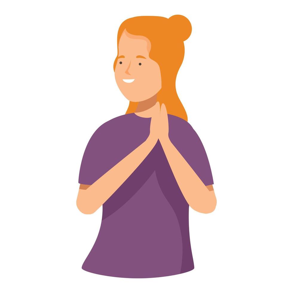 Young woman clapping hands showing appreciation and gratitude vector