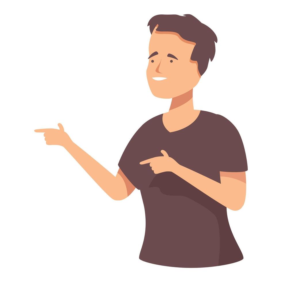 Happy young man pointing with index fingers in different directions vector