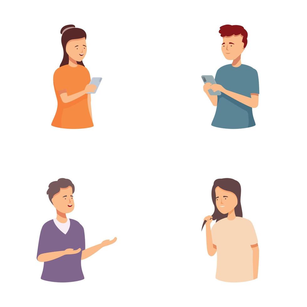 People using technology and communicating vector
