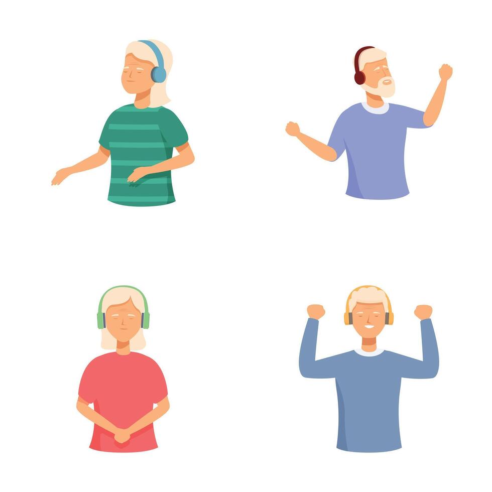 Set of young men enjoying music vector