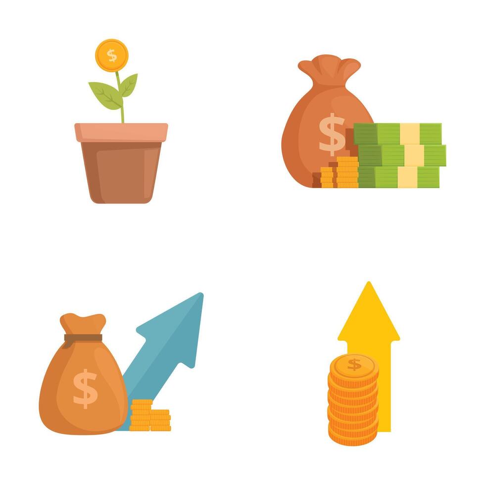 Financial growth and savings concept icons vector
