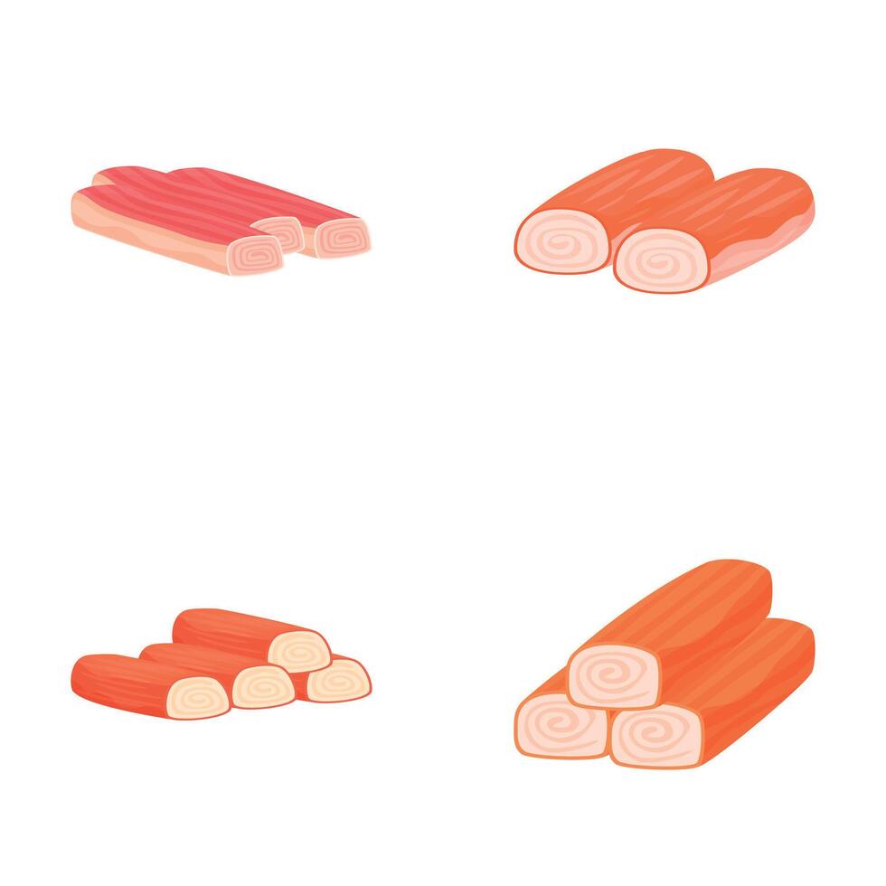 Set of cartoon meat and fish rolls vector