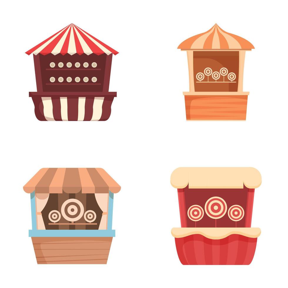 Collection of cartoon street food stalls vector