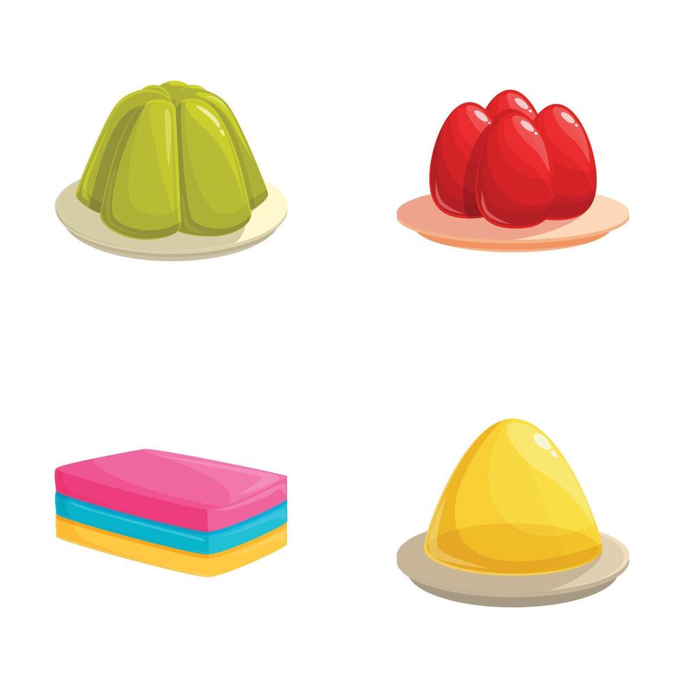 Vibrant set of four cartoonstyled dessert illustrations on a white background vector
