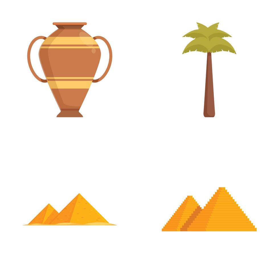 Ancient vase and desert icons set vector