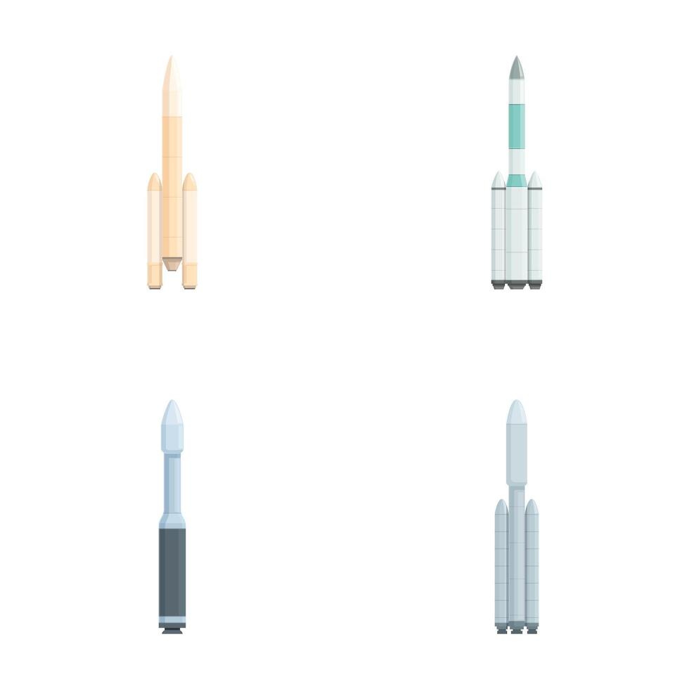 Set of modern space rocket icons vector