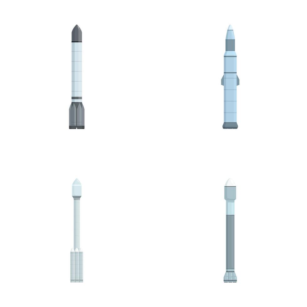 Set of cartoon space rockets isolated on white vector