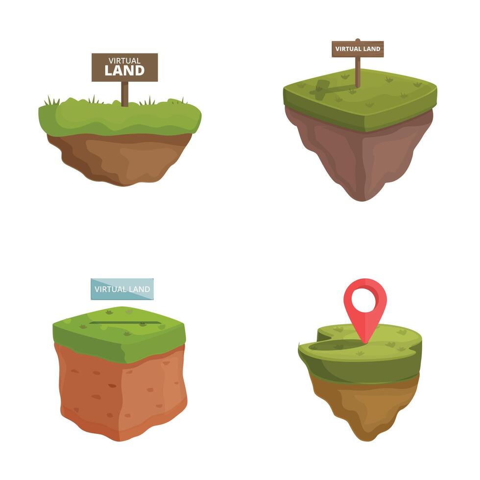 Virtual land icons set on white background vector