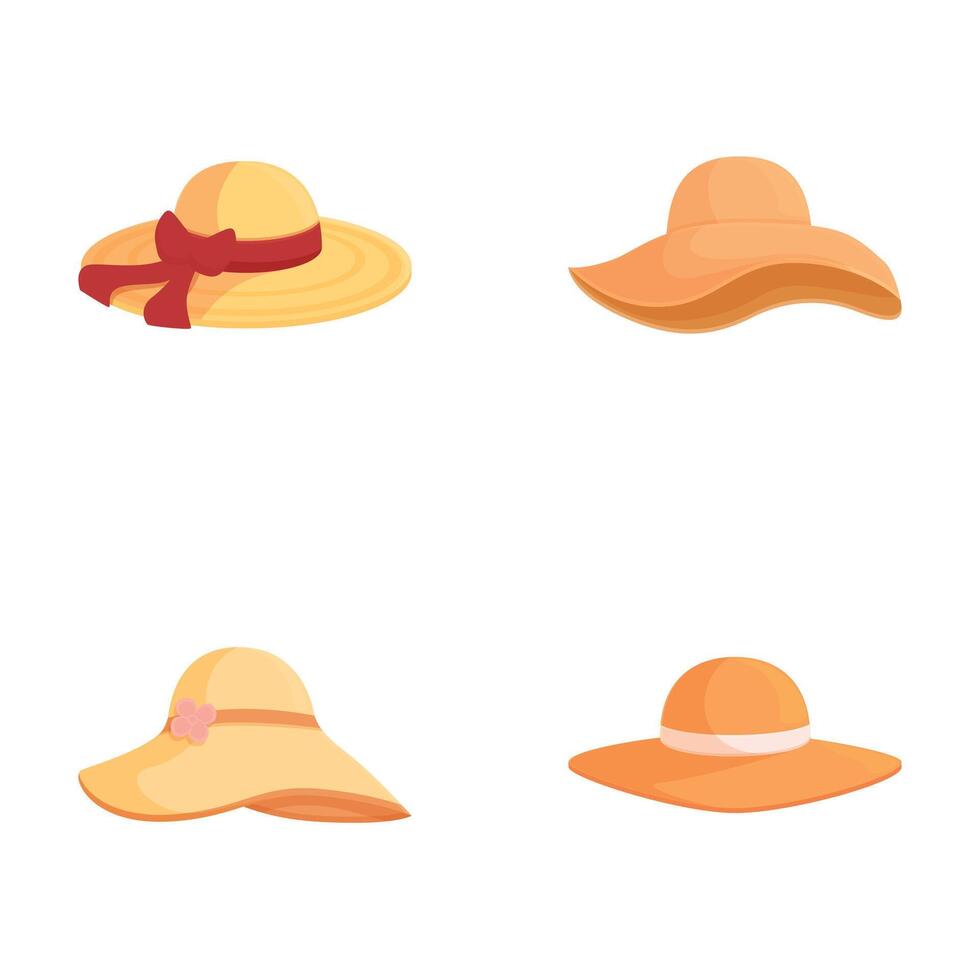 Assortment of stylish summer hats vector