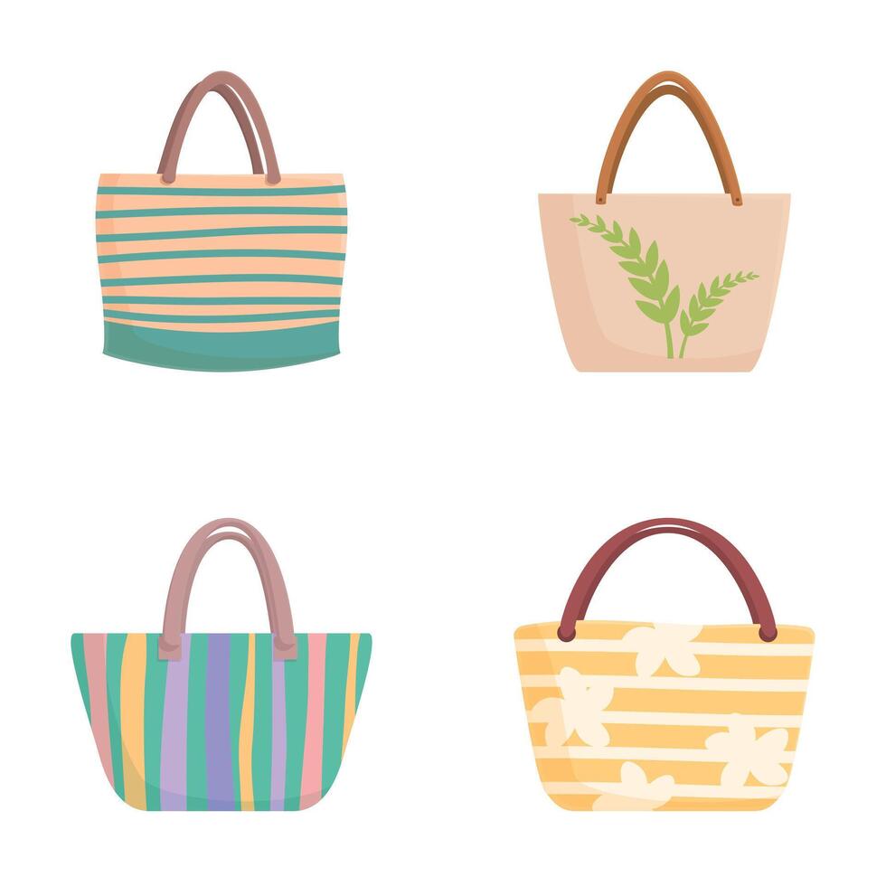 Set of four stylish tote bags vector