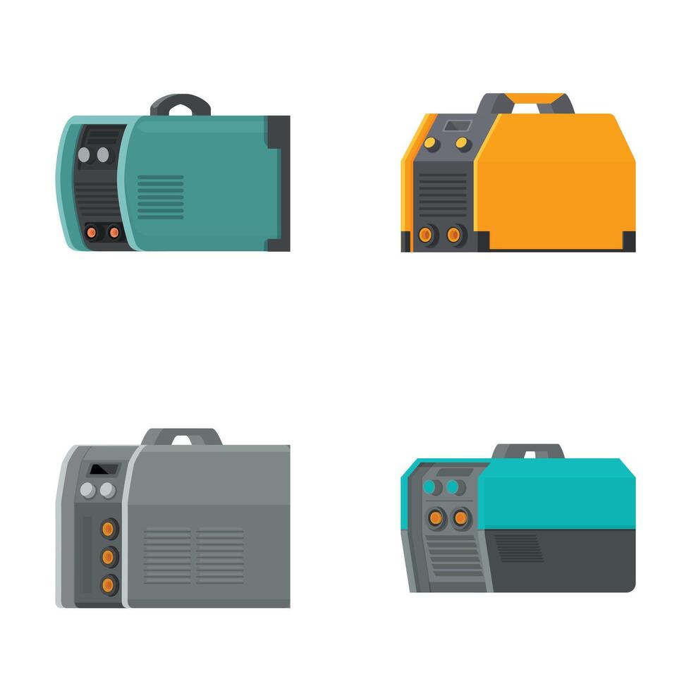 Set of portable generators on white background vector