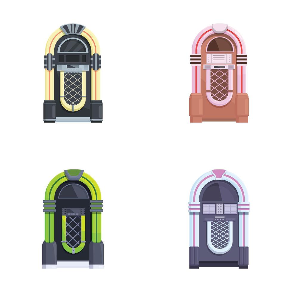 Vintage jukebox collection in various colors vector