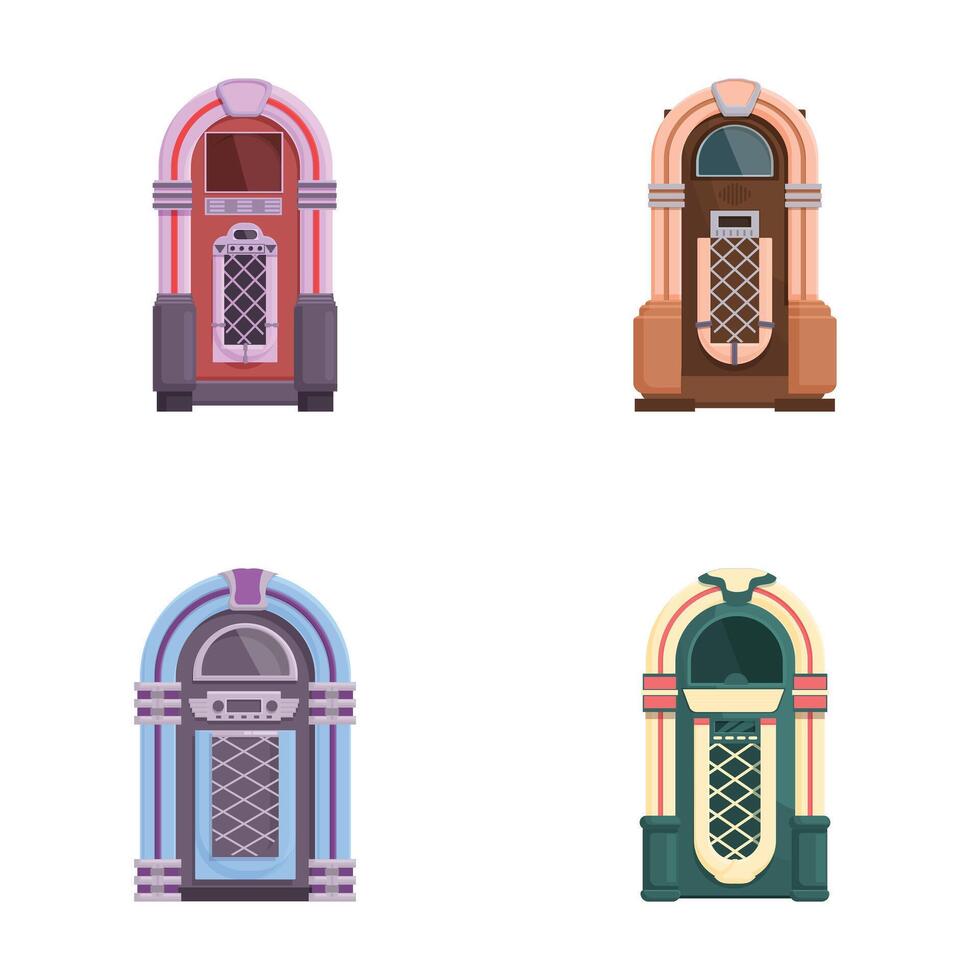 Vintage jukebox collection in various colors vector