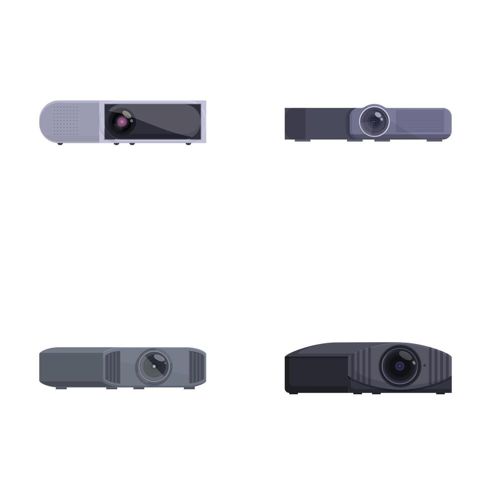 Modern projector set isolated on white vector