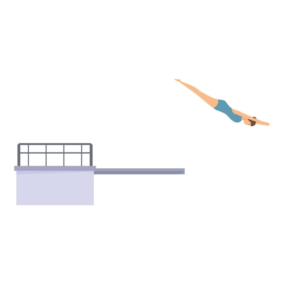 Young woman diver jumping from springboard into swimming pool vector