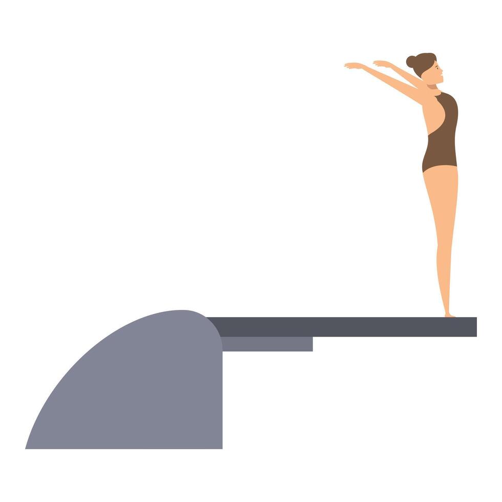 Young woman is preparing to dive into the water from a springboard vector