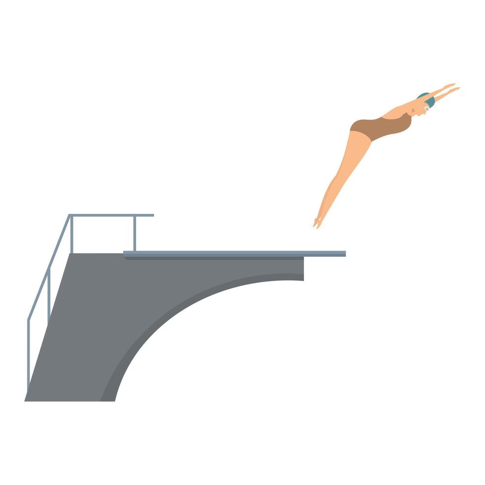 Professional female swimmer diving from springboard in swimming pool vector