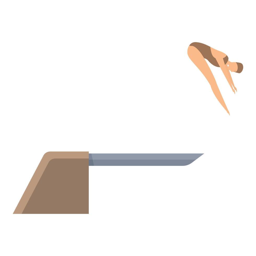 Professional female swimmer jumping from springboard in swimming pool vector