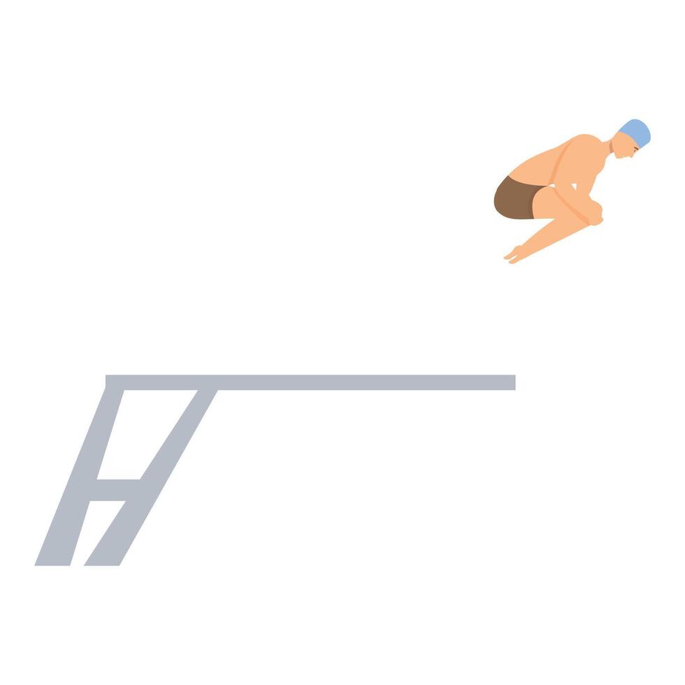 Male swimmer jumping from springboard into water vector