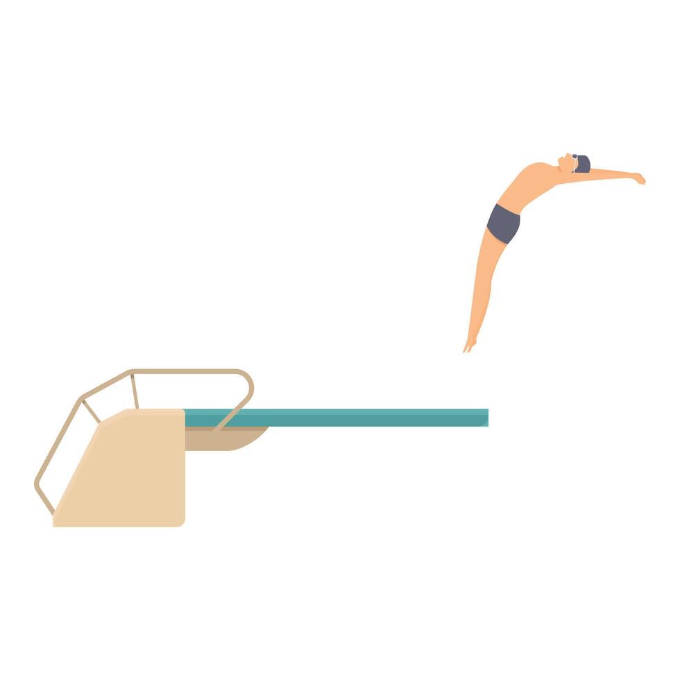 Professional swimmer jumping from springboard during swimming competition vector