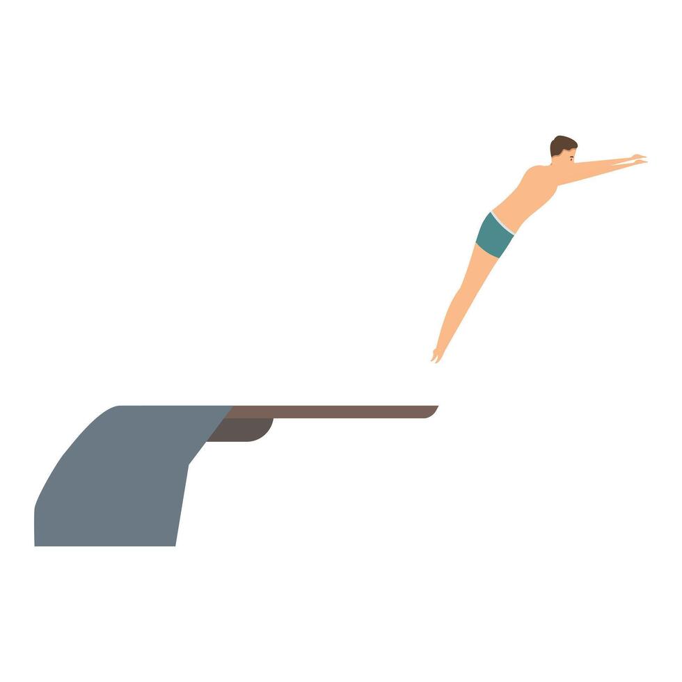 Young man diving from springboard into swimming pool vector