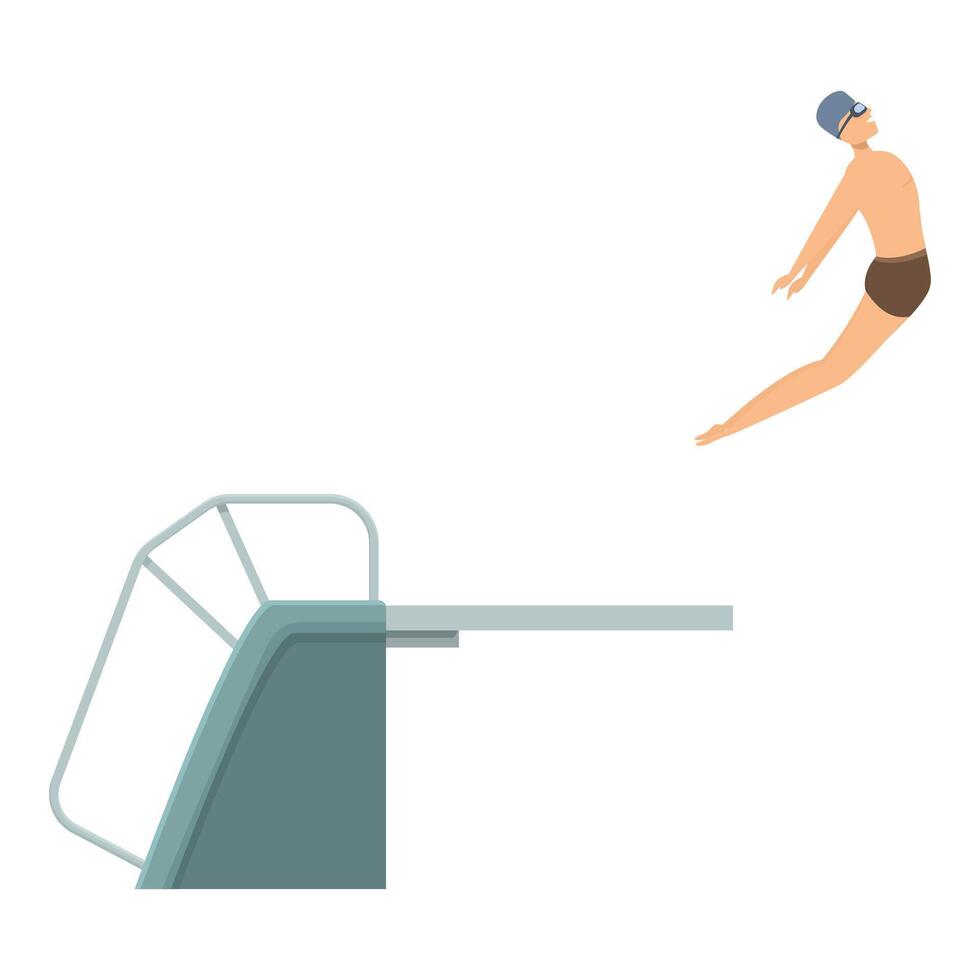 Professional swimmer diving from springboard in swimming pool vector