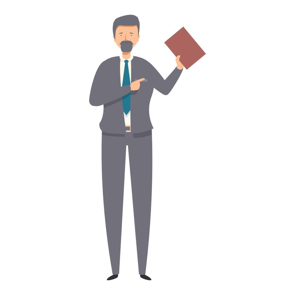 Businessman holding document and pointing with finger vector