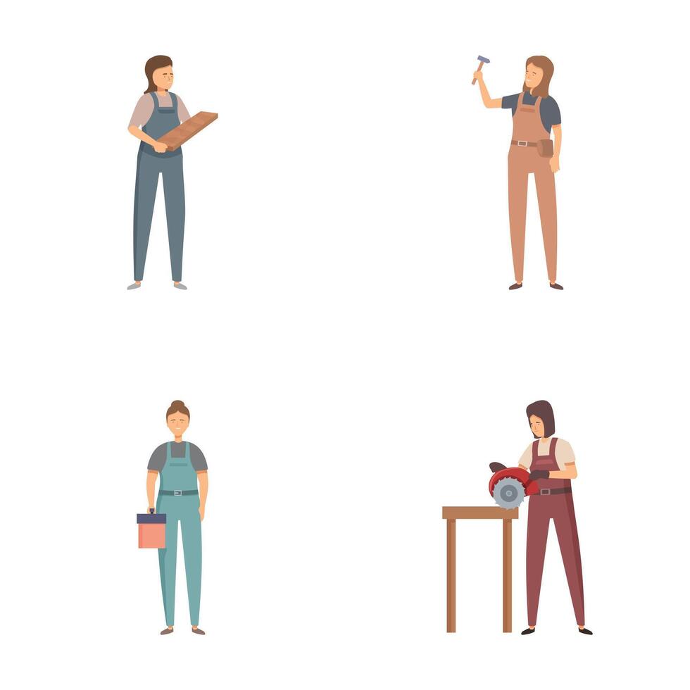 Illustration of people portraying different occupations, isolated on a white background vector