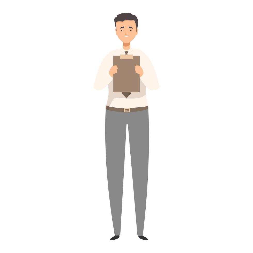 Office worker holding a clipboard is smiling vector