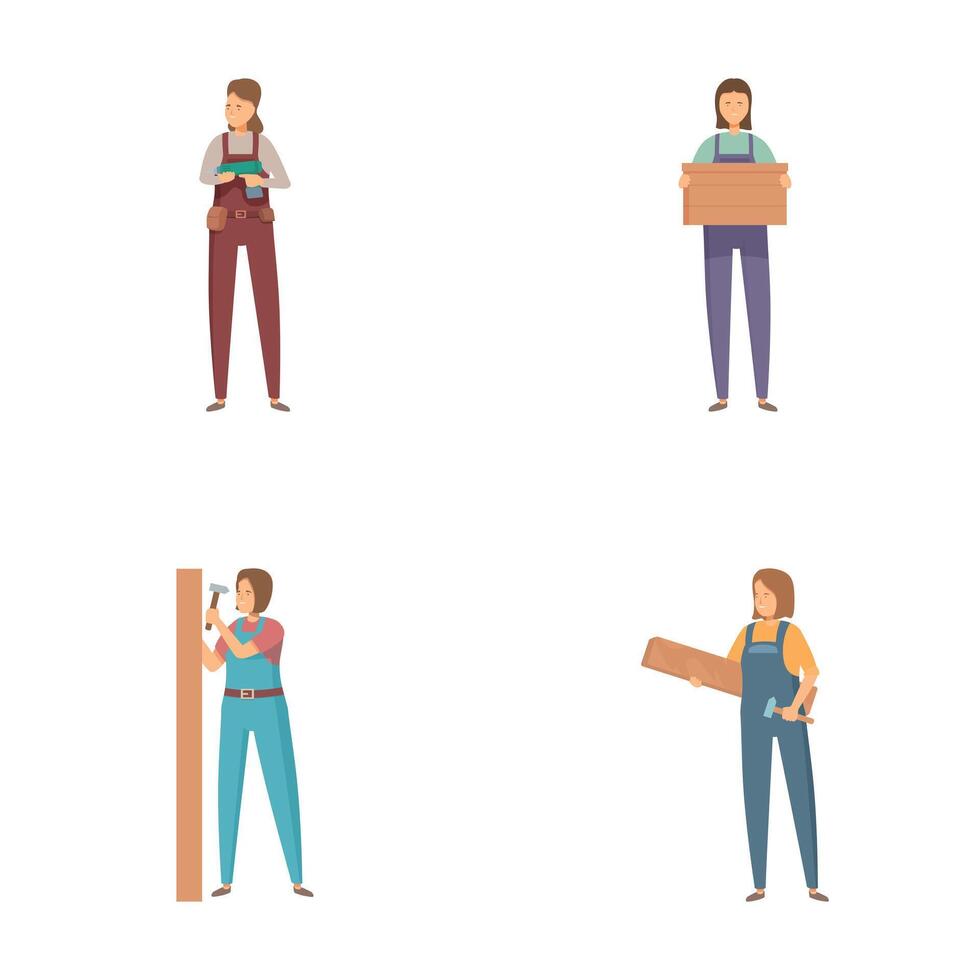 Set of diverse workers engaged in different occupations vector