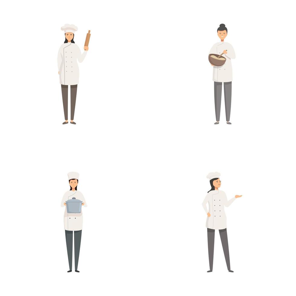 Set of professional chefs in various poses vector