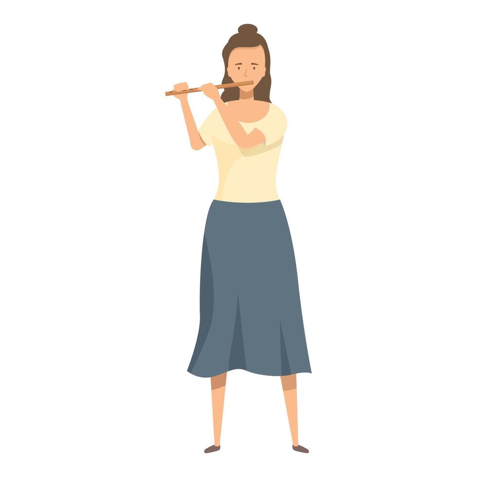 Musician is playing a woodwind instrument in a full body pose vector