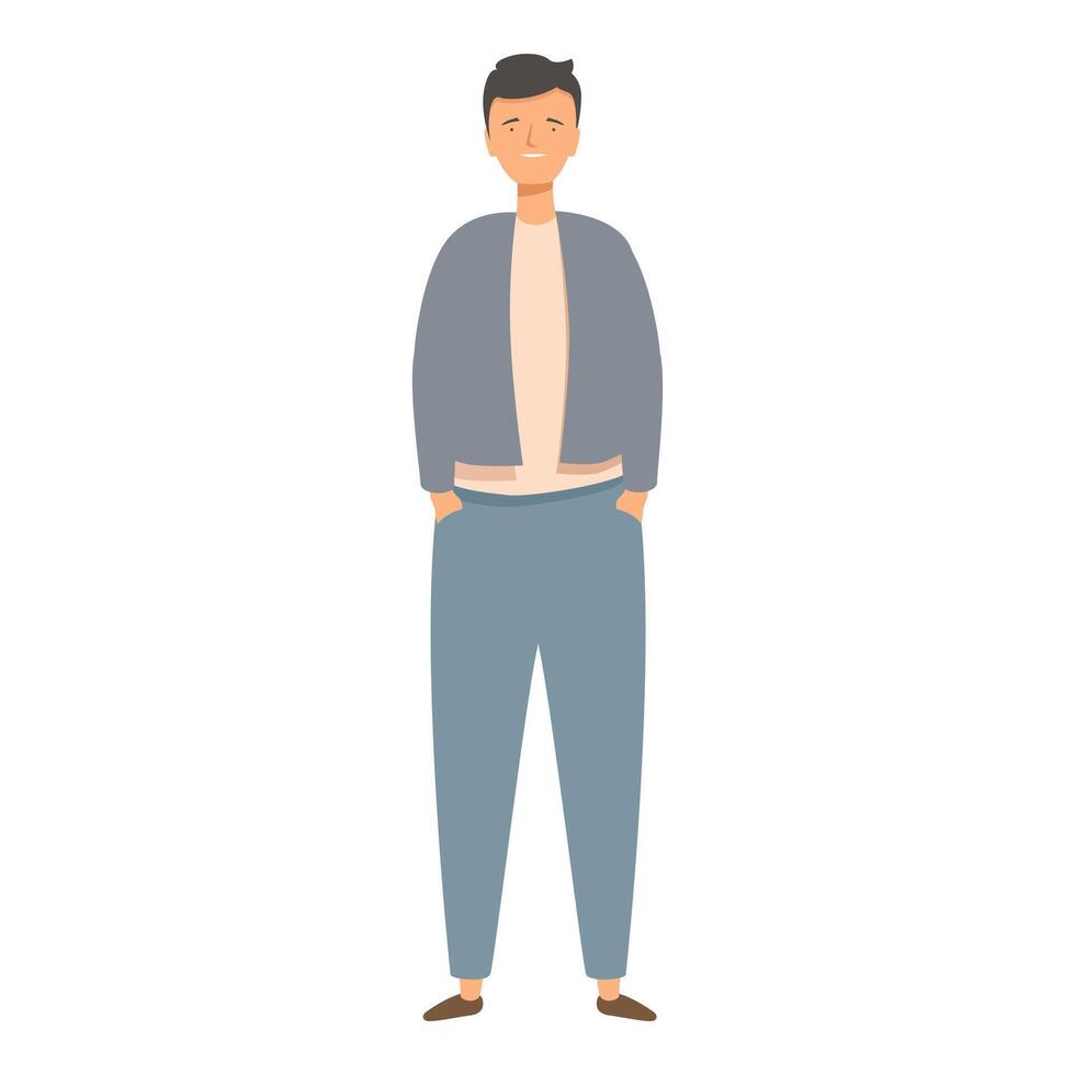 Young man standing with hands in pockets illustration vector