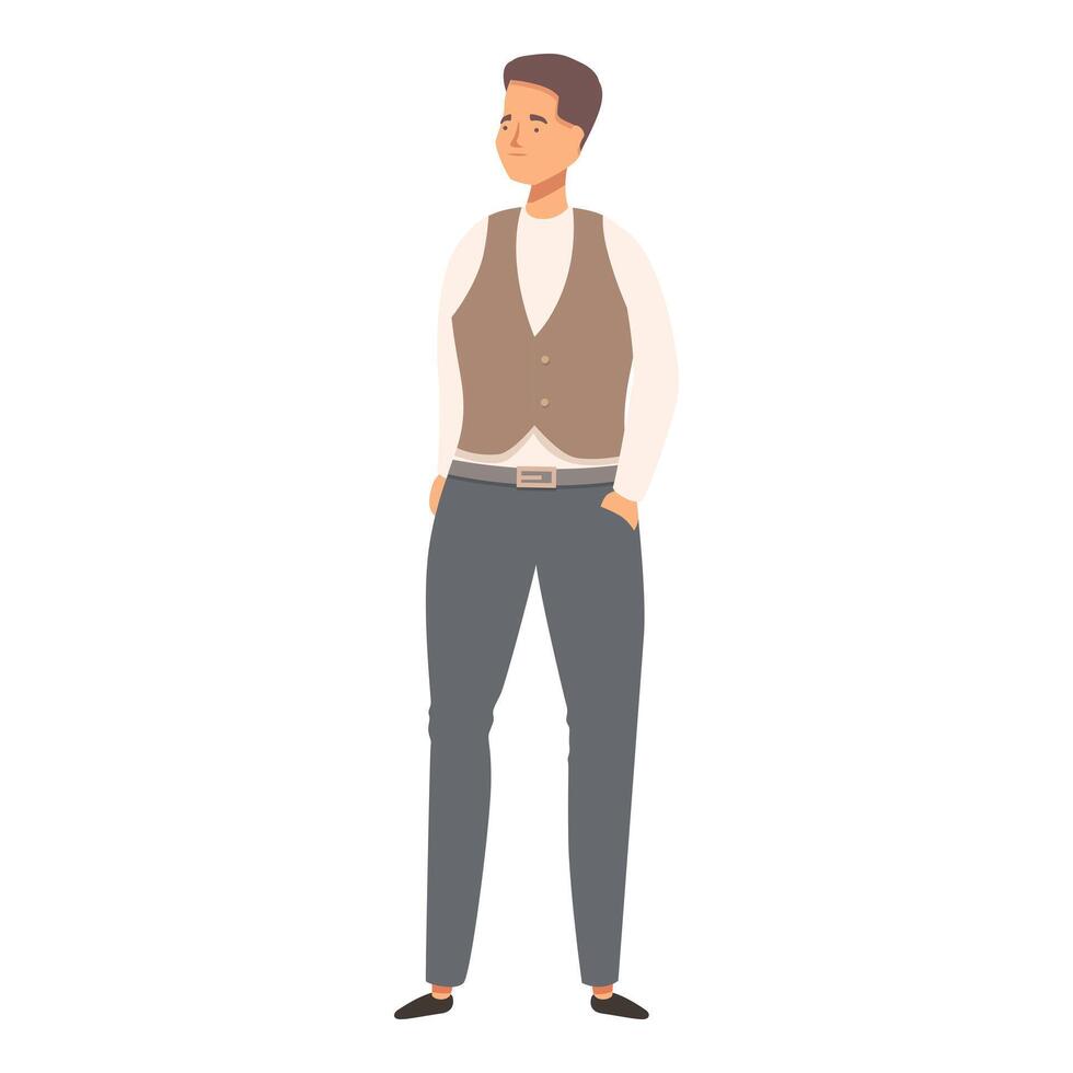Young man standing with hands in his pockets is waiting vector