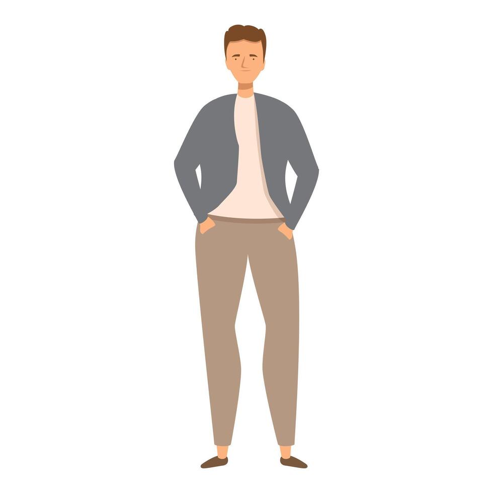 Office worker standing with hands in pockets is smiling vector