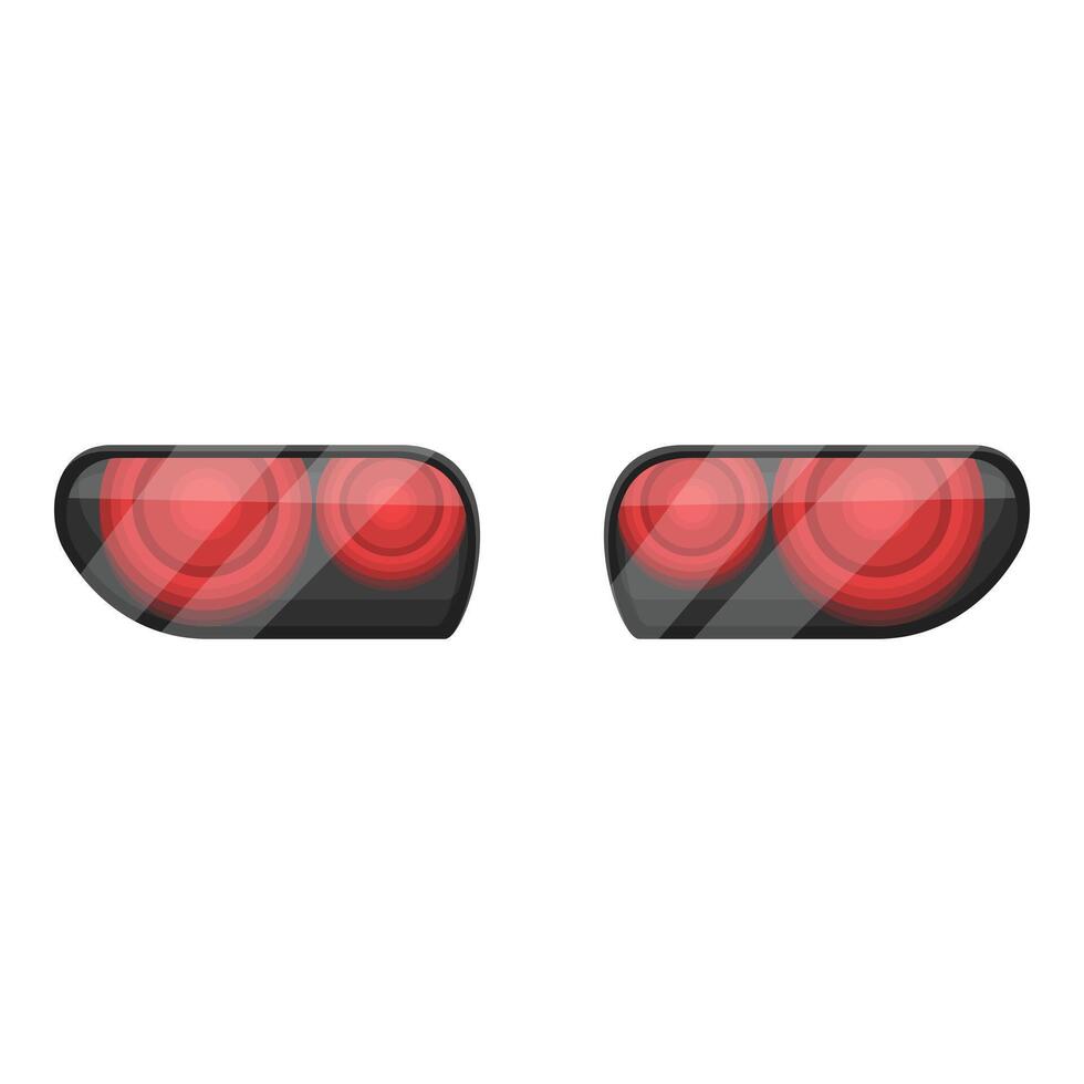 Red rear car lights glowing brightly while driving at night vector